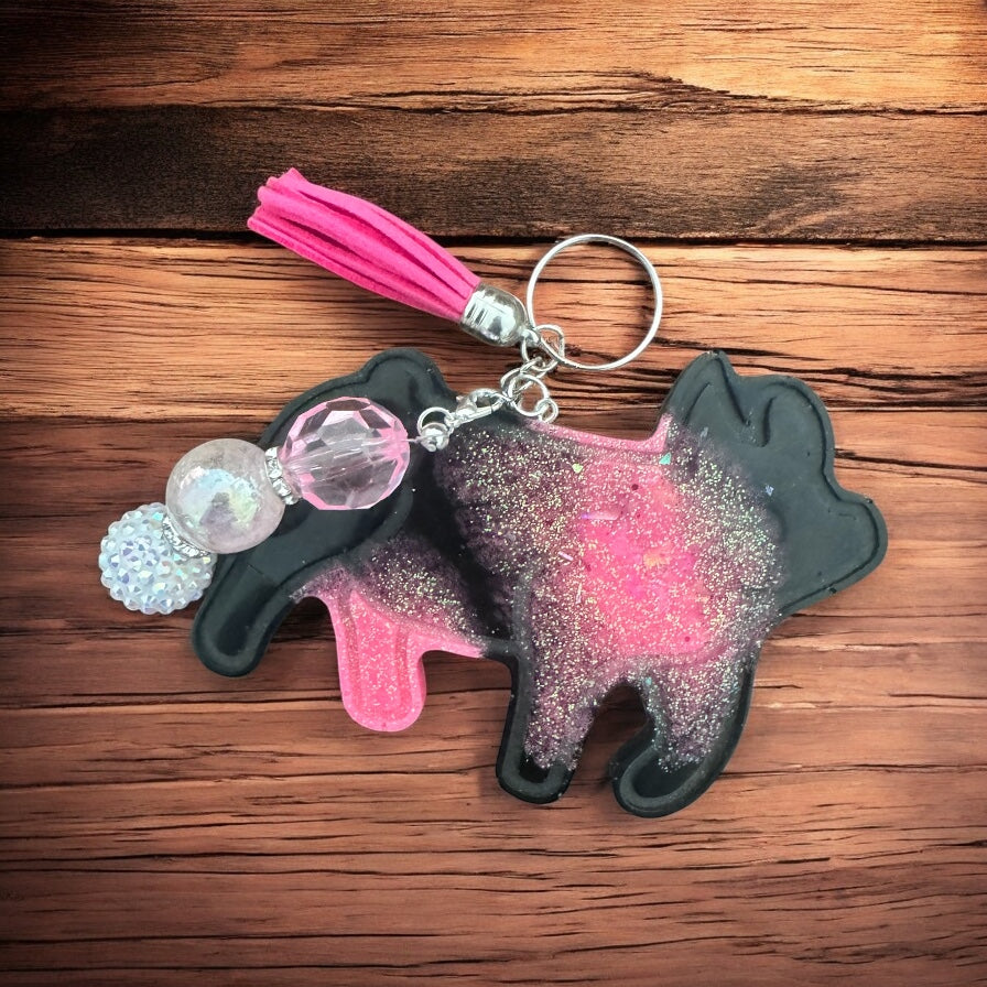 4" Hog Glitter Resin Keychain